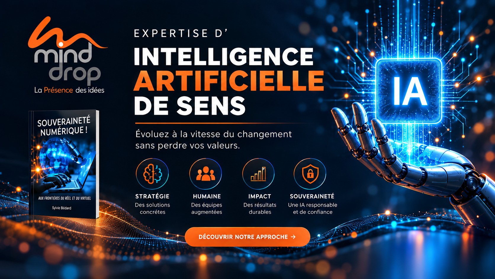 Mind Drop : expertise en intelligence artificielle de sens, stratégie, humain, impact et souveraineté numérique.