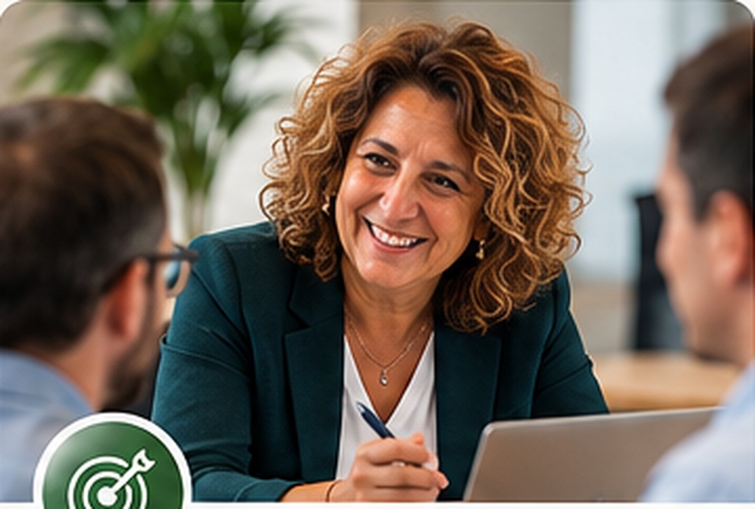 Scène illustrative de diagnostic ia de sens avec une consultante inspirée du portrait fourni
